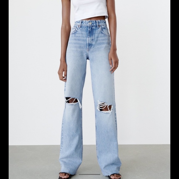 Zara Denim - Zara wide leg ripped jeans